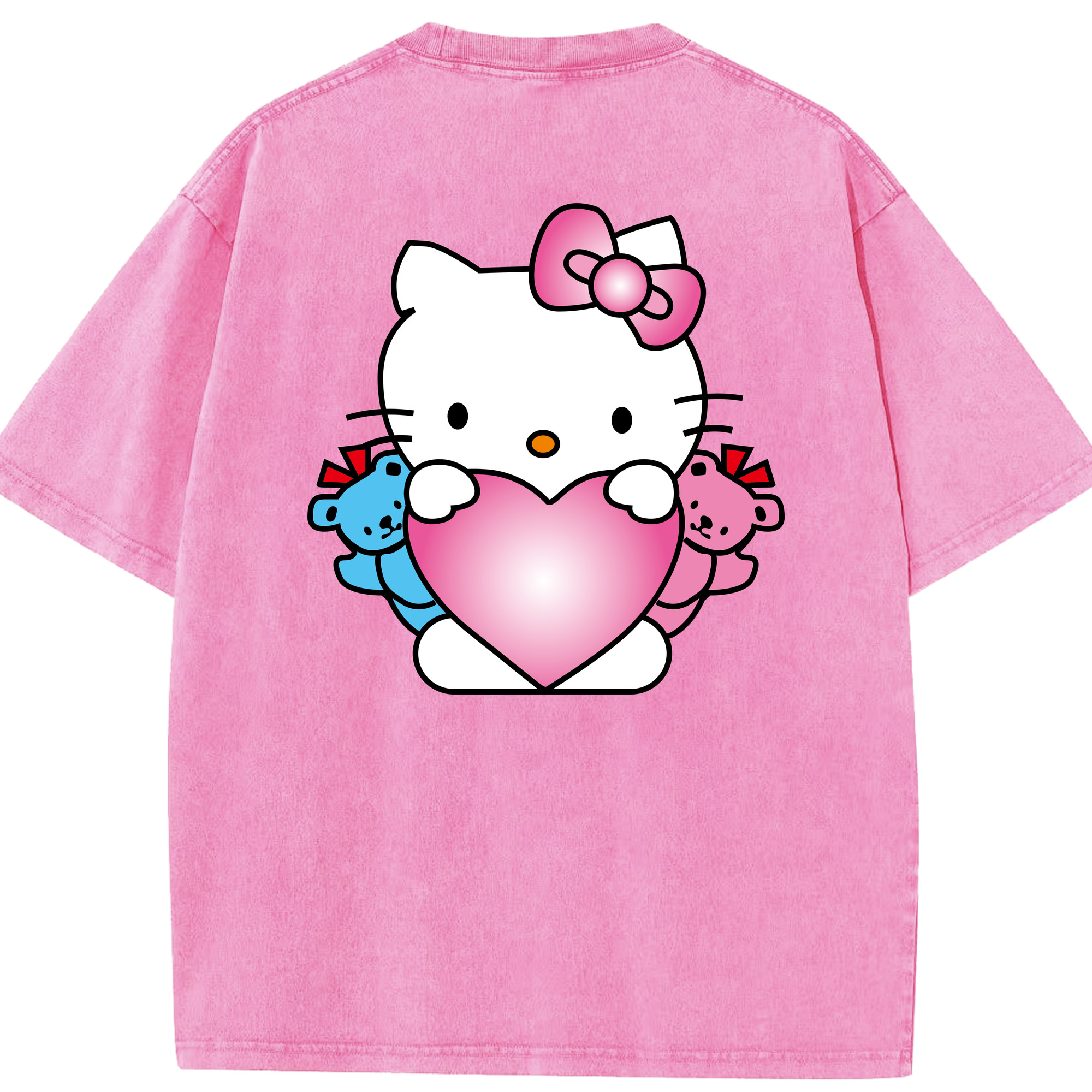 （画像用） Hello Kitty ハローキティ 綿100% ヴィンテージ風 半袖Tシャツ（背面プリント）